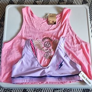Manly Pink Embroidered Tank Top